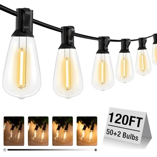 litogo 120FT LED Outdoor String Lights with Dimmer, Waterproof Patio Lights with ST38 Vintage Edison Bulbs, Warm White Outside Hanging Light with Timer for Yard Gazebo Party by litogo - Used condition - US$38.03