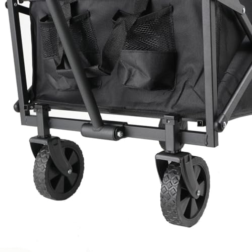 TABODD 80KG Faltbarer Wagen auf Rädern, Zusammenklappbarer Wagen Handwagen Transportkarre Gerätewagen Tragkraft Transportwagen Gartenanhänger mit Verstellbarem Griff, Picknick-Transporter für Shopping – Bild 8