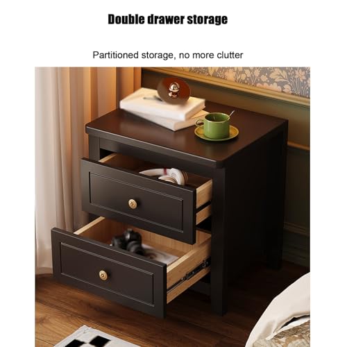 Table de Chevet Marron 2 Tiroirs - Solution Rangement Chambre Moderne