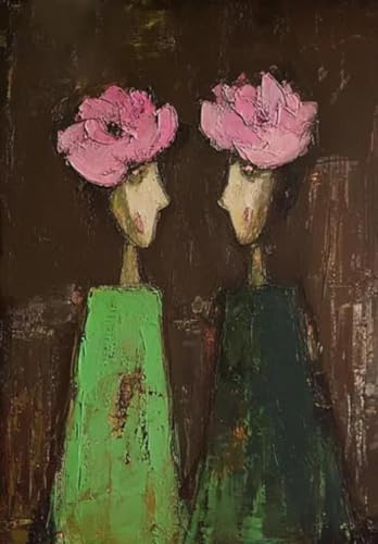 Affiche Murale Abstraite Toile 60x90cm : Dites Adieu aux Murs Vides avec ces Deux Femmes Roses