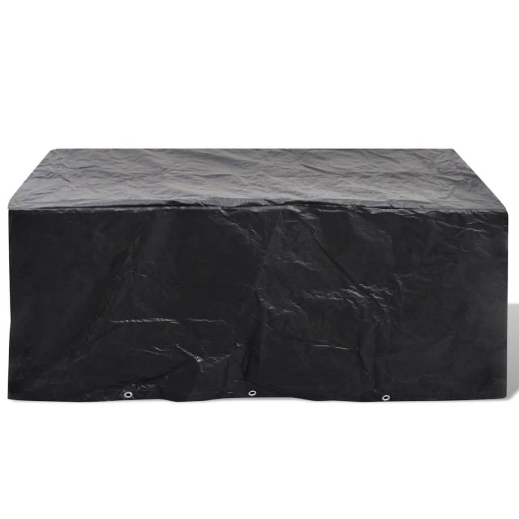vidaXL Garden Furniture Cover Black Polyethylene, Aluminum Eyelets