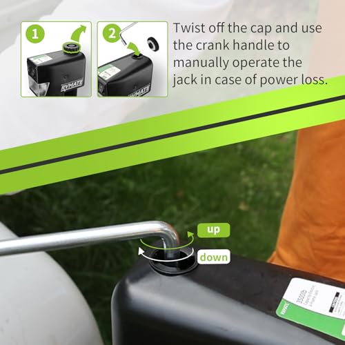 RVMATE Electric A-Frame Trailer Jack up to 3500-4000lbs Heavy Duty RV Electric Power Tongue Jack with Accessories Manual Crank Handle and Level, 18\" Lift, 12V DC and Bright LED Lights, Black