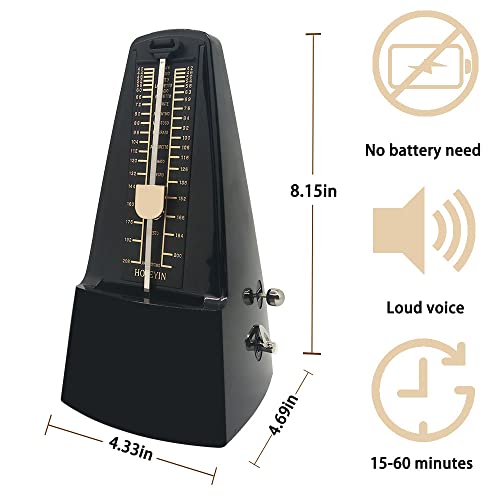 Hoseyin Mechanical Metronome, Universal Metronome For Piano, Guitar, Violin,Drums And Other Instruments (Standard, Black) #TOP1