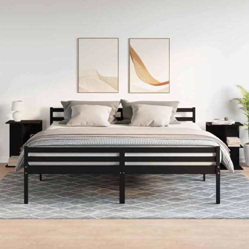 Table de chevet aspect chêne noir avec 3 compartiments de rangement - Lot de 2 - 3