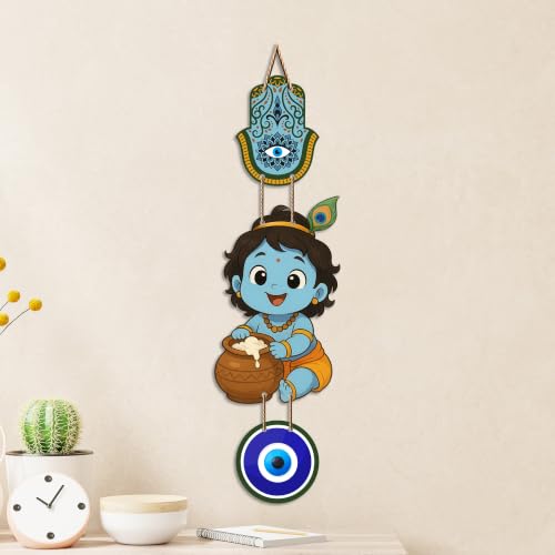 Image of Artvibes Laddu Gopal Evil Eye Wall Decor for Home and Office | Nazar Suraksha Hanging for Entrance Temple Living Room | Spiritual Vastu Good Luck Decorative Gift (WH 8572N)