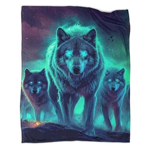 Couverture loup coloré chaude et moelleuse en maille douce - 2