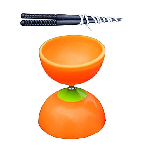 ZHOUBA Funny Chinese YOYO Clutch Professional Diabolo Set Metal Sticks String Toys - Orange