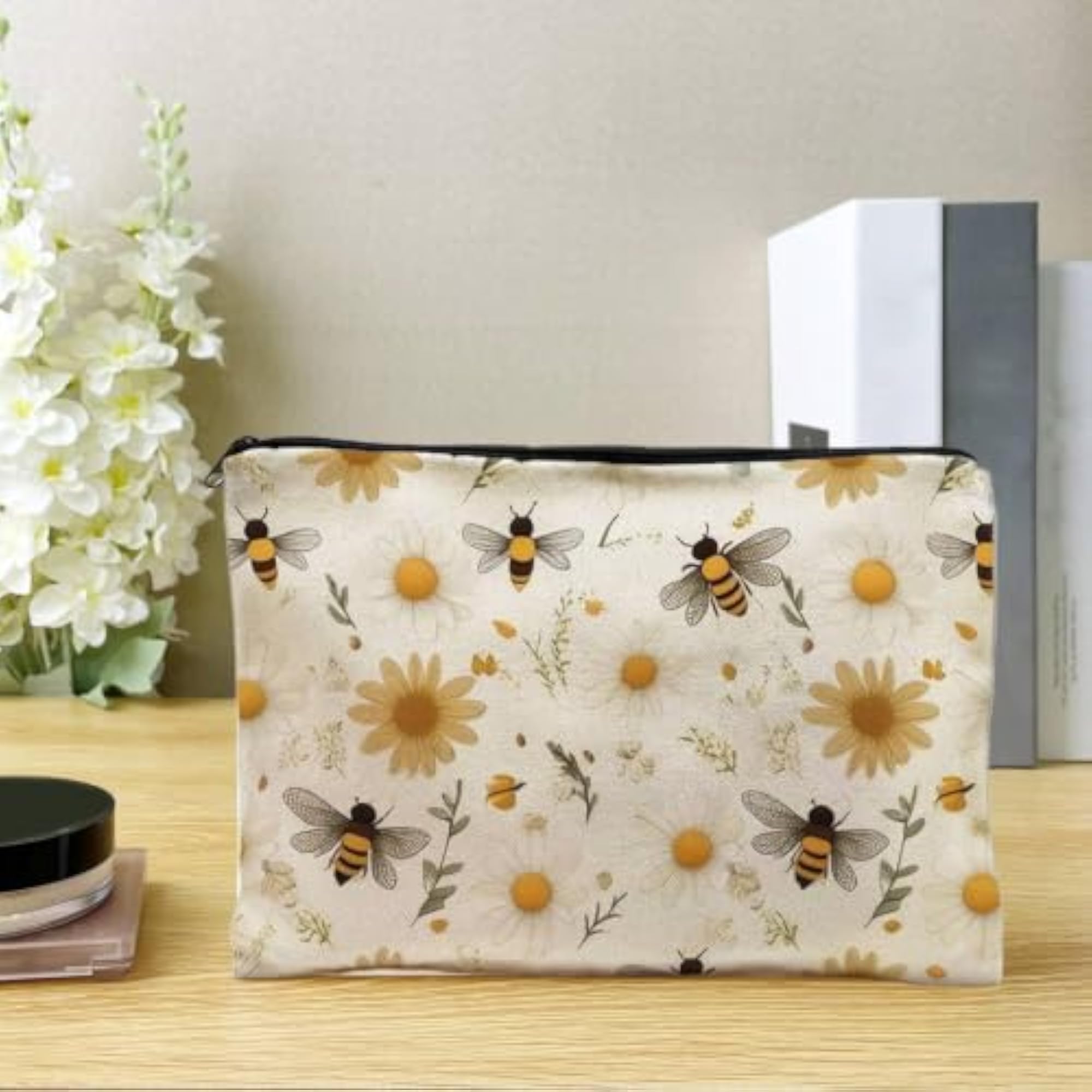 Floral Makeup Pouch Water-Resistant Cosmetic Bag for Women