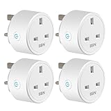 HBN Smart Plug WiFi Socket Work with Alexa Echo and Google Home, Smart Timer Plug, No Hub Required, 2.4Ghz Only (13A/3120W,4 Pack)