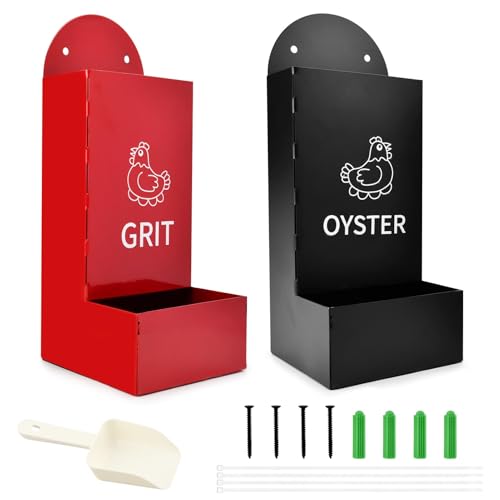 Kazheon 2 Pack Chicken Grit Feeder, Metal Hanging Chickens Oyster Shell Feeders and Grit Feede r,Chicke n Coop Accessories,Easy to Install and Clean