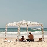 CoolCabana Beach Shade Tent - Easy Setup, UPF 50+ Protection, Large & Medium Sizes, Compact & Wind Resistant - Beach Cabana for The Whole Family - Lemon Scarletta, Medium