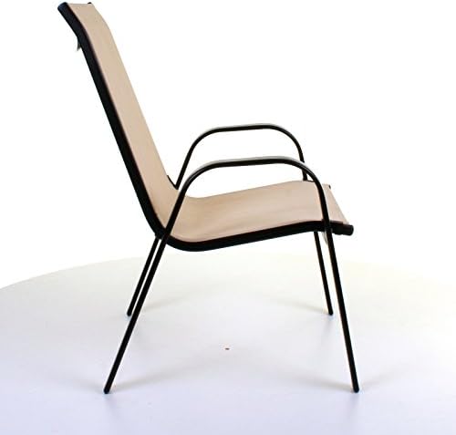 Marko Outdoor Stacking Textoline Chair Black Outdoor Bistro High Back Seating Restaurant Cafe (4 Chairs, Cream)