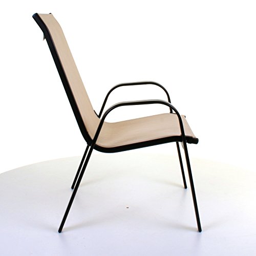 Marko Outdoor Stacking Textoline Chair Black Outdoor Bistro High Back