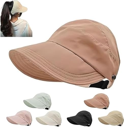 HFVUYAR Chapeau d'été Femme 2025 réglable, Protection UV, Haut Creux, léger et Respirant, Large Bord Ajustable, idéal pour la randonnée, la pêche et Le Jardinage.