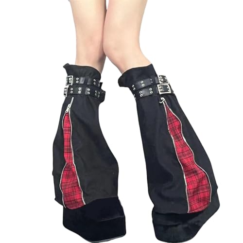 Goth Flared Leg Warmers Y2k Long Buckle Strap Punk Japanese Gothic Rave Steampunk Cutecore 80s Hippie
