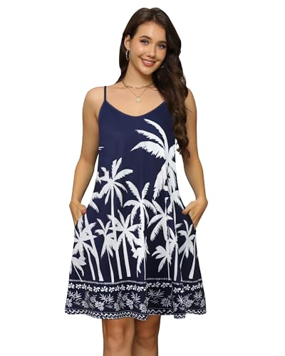 Image of elescat Womens Summer Dresses Spaghetti Strap V Neck Casual Sleeveless Sundress Beach Cover Ups with Pockets 2026