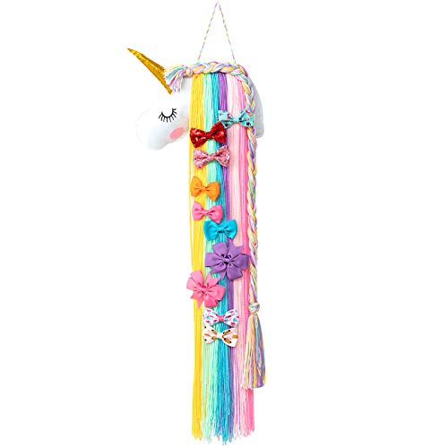 ARTALL Unicorn Hair Bow Holder Organizer for Girls，Hair Clips Holder Storage Organizer，Unicorn Wall Decorative for Girls Room, Colorful Unicorn