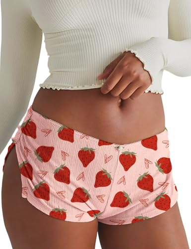Image of FaroDor Cute Micro Pajamas Shorts for Women Low Rise Side Slit Ruched Lounge Shorts Pj Bottoms