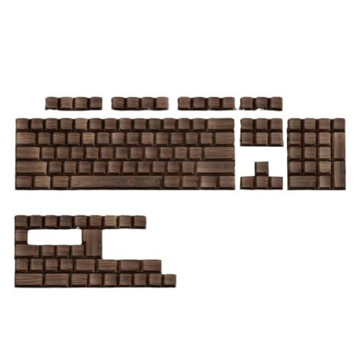 Suanzua 136 Madera de Nogal con Impresión Lateral, PBT, Perfil Cereza Retroiluminado para Teclado Mecánico MX Switch