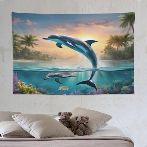 Dauphin tenture murale grand format pour habiller un salon moderne