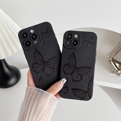 Coque souple papillon noir iPhone 14 Pro Max housse silicone protectrice