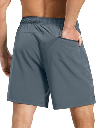Image of Men's Running Athletic Shorts 7 Inch Quick Dry Lightweight Workout Gym Tennis Shorts 3 Zipper Pockets