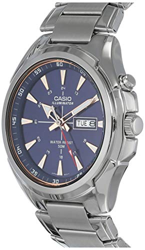 Image of Casio MTP-E200D-2A2V Men's Stainless Steel Illuminator Day Date Blue Dial Watch