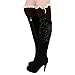 Tirain Women Knitted Flat Button Down Crochet Leg Warmers with Lace Trim FBA(Coffee)