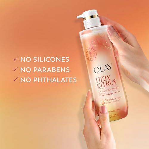 Olay Body Wash for Women, Intensely Hydrating, Pro-Hyaluronic Acid Serum Complex, Renews Moisture, Vitamin B3 Lameller Technology, For All Skin Types, Fizzy Citrus Scent, 20 fl oz - image 5