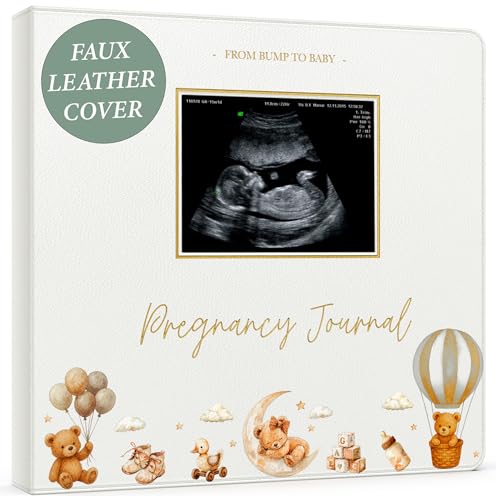 Pregnancy Journal for First Time Moms 2026 I Faux Leather Gold Foil & Bearly Wait Theme I Pregnancy Must Haves Gifts for Expecting Mom/Gifts for Pregnant Women Mom To Be - Baby Book Keepsake