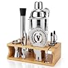 10PCS Stainless Steel Cocktail Shaker Set Bartender Kit with Stand