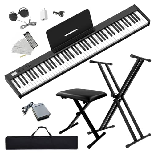 NikoMaku 88-Key Portable Digital Piano with Bench