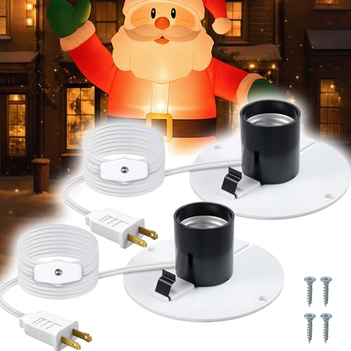TTQ 2 Set Blow Mold Light Kit Replacement for E27 E26 Single Bulb Light Cord with On/Off Switch & Fuse Plug for Indoor Outdoor Halloween Blow Mold Christmas Village House Decor