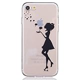 iPhone 8 Case, iPhone 7 Case, 3Cworld Ultra Thin Clear Art Pattern Crystal Gel TPU Rubber Flexible Slim Skin Soft Case for iPhone 7 / iPhone 8 (Dandelion/Girl - Black)