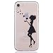 iPhone 8 Case, iPhone 7 Case, 3Cworld Ultra Thin Clear Art Pattern Crystal Gel TPU Rubber Flexible Slim Skin Soft Case for iPhone 7 / iPhone 8 (Dandelion/Girl - Black)
