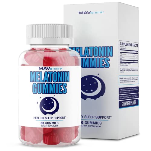 MAV Nutrition Melatonin Gummies for Natural Sleep Aid | Non-Habit Forming Sleep Supplement | 60 Melatonin 5mg Sleep Gummies | Non-GMO, Gluten Free & Gelatin Free Melatonin Gummy