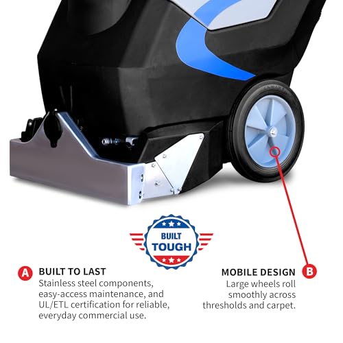 Tomahawk 3-in-1 Commercial Carpet Extractor 18” Path, 9 Gal Tanks, Dual 1000W Motors For Hotels, Offices, Upholstery & More