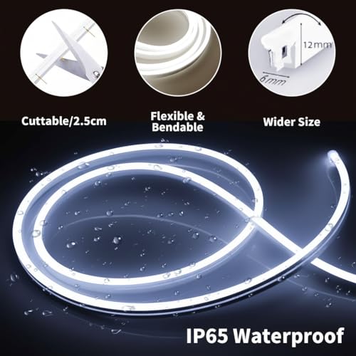 Image of HEADLY 16.4 Feet LED Neon Strip Lights, with 12V Adapter, Waterproof IP65, Silicone Flexible Rope Light for Home Wall Decor | Neon Lights | 5 Meter |