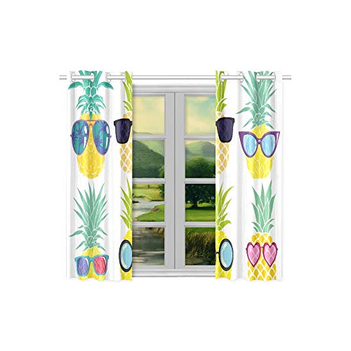 Enevotx Exotic Tropical Fruit Sketch Summer Pineapple Kitchen Curtains Window Curtain Tiers For Café, Bath, Laundry, Living Room Bedroom 26 X 39 Inch 2 Pieces #TOP3
