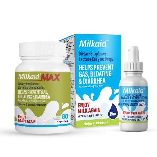 Milkaid Lactase Enzyme Drops & Capsules Bundle