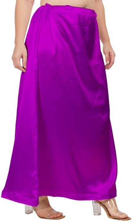 Women's Clothing Solid Satin Silk Petticoat Solid Soft & Smooth Satin Underskirt Sari - Image 3