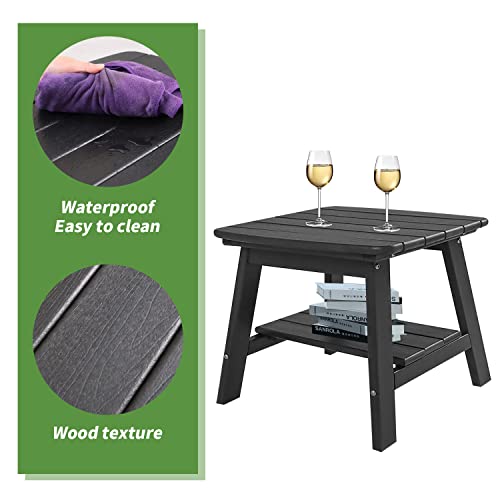 Bivoda Adirondack Table, 20 Inch Outdoor Side Table With Storage Shelf, 2-Tier Hdpe Patio End Table, Easy Maintenance & Weather Resistant, Modern Side Table For Living Room,Patio, Pool, Porch #TOP4