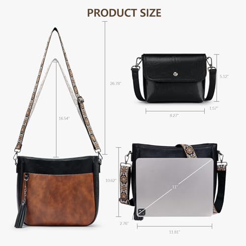 Image of 2PCS /Set Crossbody Bags for Women,Vegan Leather Hobo Purse Wallet For Women Set,Shoulder Bags With 2 Adjustable Strap