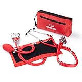 Primacare DS-9181-RD Professional Blood Pressure Kit, Includes an Aneroid Sphygmomanometer and Sprague Rappaport Stethoscope, Red