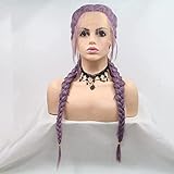 Melody Wig Purple Braid Wig Synthetic 2Box Braid Lace Front Wigs For Women Heat Resistant Fiber Long Braiding Wig With Baby Hair