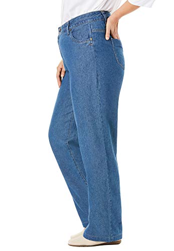 Woman Within Plus Size Perfect Wide-Leg All-Cotton Denim Five-Pocket Jeans3