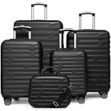 LARVENDER Luggage 5 Piece Sets, Expandable Luggage Sets Clearance, Suitcases with Spinner Wheels, Hard Shell Luggage Carry on Luggage Set with TSA Lock (Black)