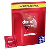 Durex Gefühlsecht Classic Kondome – Dünne Kondome mit anatomischer Easy-On-Form & mit Silikongleitgel befeuchtet – 40er Pack (1 x 40 Stück)