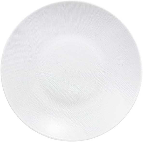 DEGRENNE Rivage Round Dessert Plate - White Porcelain Plate for Appetizers, Pasta, Salad & Dessert, Serving Dish, Modern Dinnerware, Made in France - 9.5”