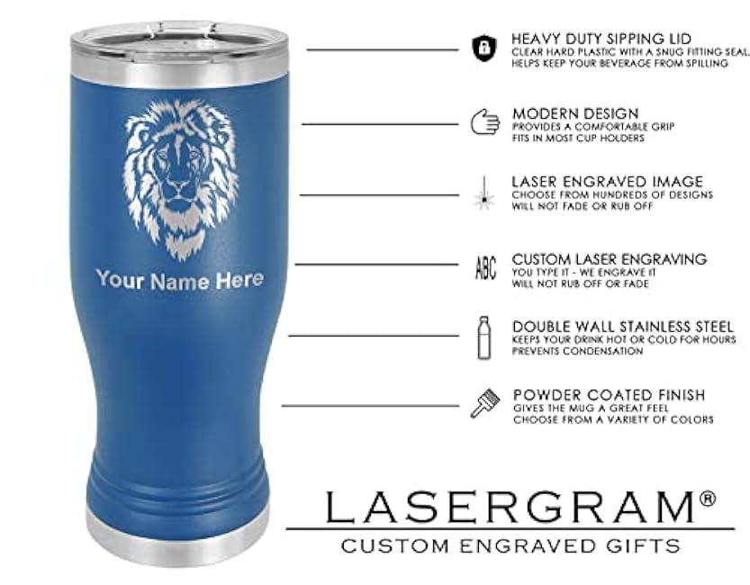 LaserGram 20oz Vacuum Insulated Pilsner Mug, NP Nurse Practitioner, Personalized Engraving Included (Dark Blue)